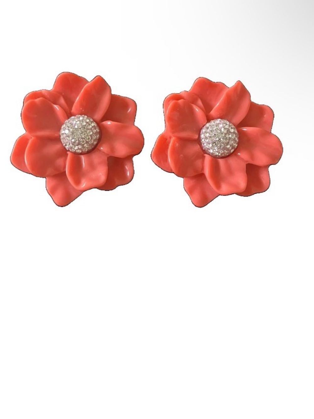 Lele Sadoughi Lee Sands Daphne crystal earrings coral resin flower petals pierce